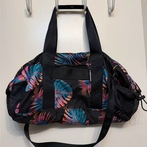 PINK Victoria's Secret Black and Multicolor Leaf Travel Bag